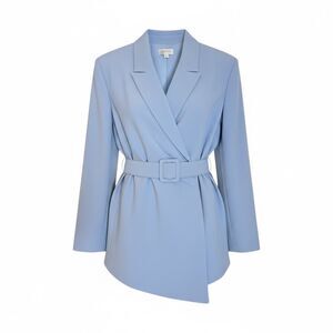 Tahari Arthur S. Levine NWT Asymmetrical Belted Wrap Blazer Jacket Blue Size 20W